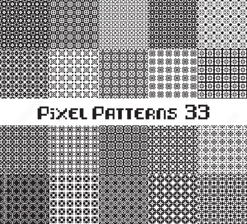 Poster abstract seamless pattern in pixel style. set geometric design background.