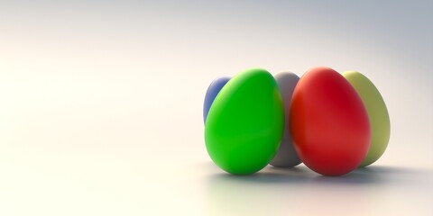 Easter eggs colorful isolated on white background. 3d illustration