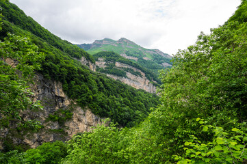 Fototapeta na wymiar Cherek gorge in the Caucasus mountains in Russia