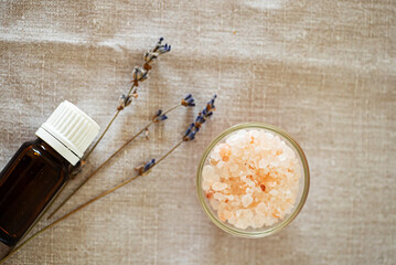 lavender essantial oil in the bottle