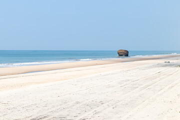 Matalascañas beach o Torre de la Higuera in the province of huelva, Andalusia, Spain. Foundations...