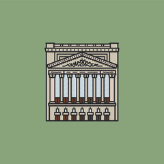 New york Stock Exchange building on Wall Street facade vector illustration for Black Thursday on October 24