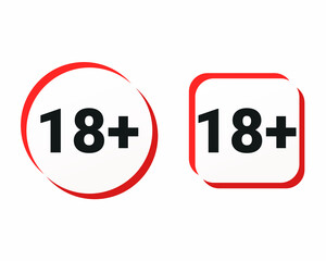 18 plus. Eighteen plus sign. Age restriction symbol. Adult only. Isolated on white background