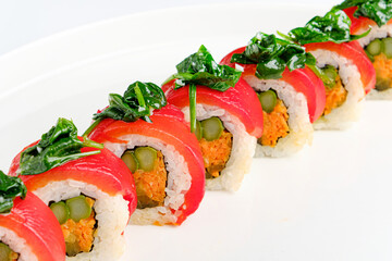 sushi set on the white plate