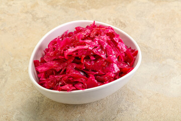 Obraz na płótnie Canvas Marinated red cabbage in the bowl