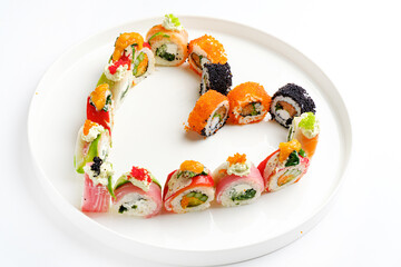 sushi set on the white plate