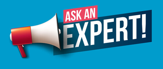 "Ask an Expert" banner with megaphone