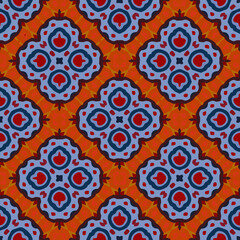  Seamless pattern with symmetric geometric ornament.
