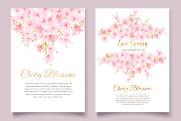 Fototapeta na wymiar cherry blossom watercolor invitation card