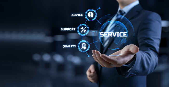 Service customer satisfaction technical support concept on virtual screen.