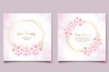 cherry blossom watercolor invitation card © lukasdedi