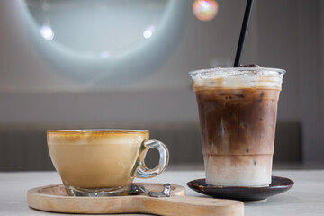 A cup of hot coffee latte with art