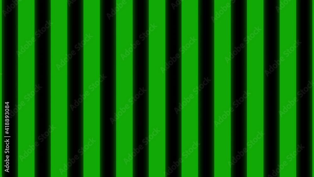 Poster animated green lines with neon light descend to the bottom of the frame on a black background. 4k fo