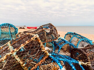 lobster pots on the beach in Kent