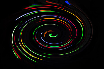 Strong colours in swirl with black background