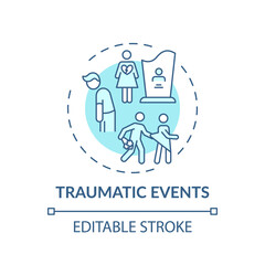 Traumatic events concept icon. Online family therapy types. Experiences that put person at risk of damage idea thin line illustration. Vector isolated outline RGB color drawing. Editable stroke