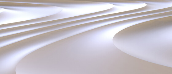 Abstract Curves Waves Futuristic digital Design on Grey background. website, banner, workspace - 3d rendering