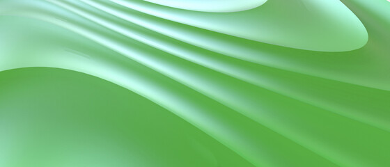 Abstract Curves Waves Futuristic digital Graphic Design on green background. Design for banner, copy space - 3d rendering