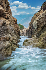 Fototapeta na wymiar California nature - landscape, beautiful cove with rocks on the seaside in Garrapata State Park. County Monterey, California, USA. Long exposure photo.