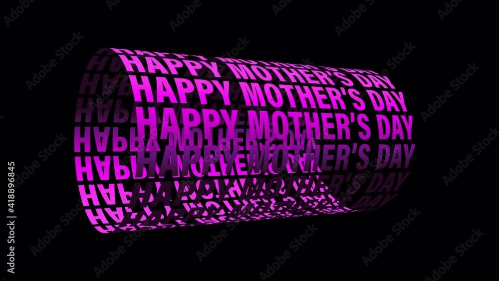 Poster loop animation happy mothers day 3d text wheel motion graphics isolated alpha channel using quicktim