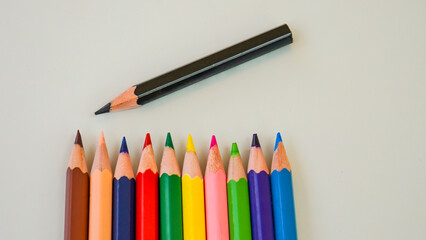 color pencils on a white background