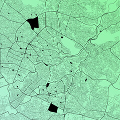 Amman, Jordan (JOR) - Urban vector city map with parks, rail and roads, highways, minimalist town plan design poster, city center, downtown, transit network, gradient blueprint