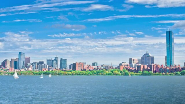 Time Lapse of Boston Skyline in Massachusetts, USA