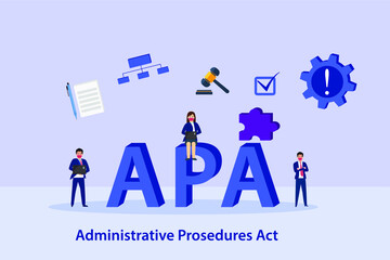 Administrative procedures vector concept: Group of business people stand with administrative procedures act  - obrazy, fototapety, plakaty