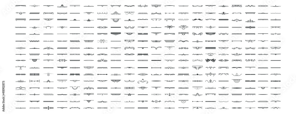 Poster set black simple line collection doodle border elements vector design style sketch isolated illustra