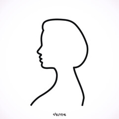 silhouette of a woman in profile, line