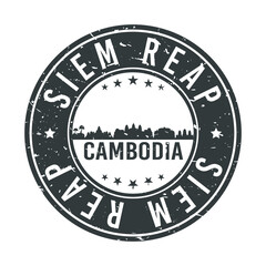 Fototapeta na wymiar Siem Reap Cambodia Skyline. Round Postmark Icon City Design. Vector Landmark Travel.