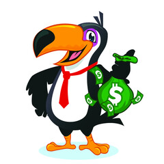 toucan mascot cartoon in vector