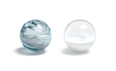 Blank water and snow ball mockup, isolated