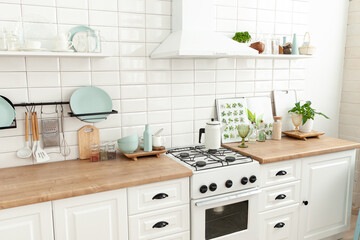 Cozy, spacious, light kitchen in soft tones