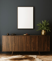 Mockup poster frame in modern interior background, 3d render © artjafara