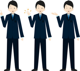 ガイドするビジネスマンのポーズセット(全身)