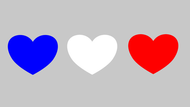 three hearts blue white red gray flag