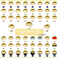 男性　表情　マスク　バリエーション　イラスト