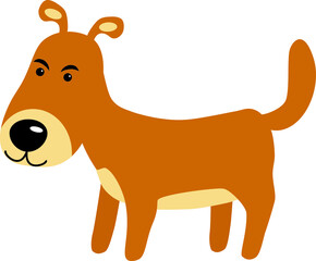 Brown cute dog on a white isolated background. Vector illustration.