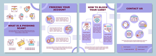 Biometric payments brochure template. Contactless payment. Flyer, booklet, leaflet print, cover design with linear icons. Vector layouts for magazines, annual reports, advertising posters