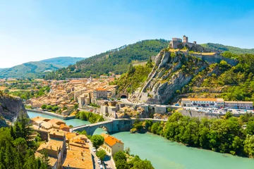 Fotobehang Sisteron is a commune in the Alpes-de-Haute-Provence department in the Provence-Alpes-Côte d'Azur region in southeastern France © proslgn