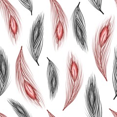 seamless pattern with graphic feathers. design for fabric, textile, wallpaper and packaging 