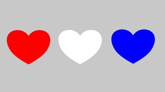 three hearts red white blue gray flag