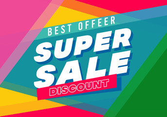 Super sale big finale special offer concept horizontal banner template design.Design template discount abstract promotion layout poster.Mega sale vector illustration.Just shop now.Modern bright flyer.