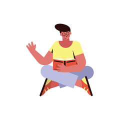 seated man reading