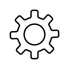 Black color line gear or cogwheel icon on white background