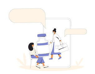 Online medical consultation. Telemedicine. Doctor distant advise. Health care by internet. Healthcare services.