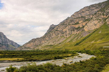 Mountain valley beautiful landscape, cloudy