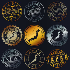 Japan Business Metal Stamps. Gold Made In Product Seal. National Logo Icon. Symbol Design Insignia Country.