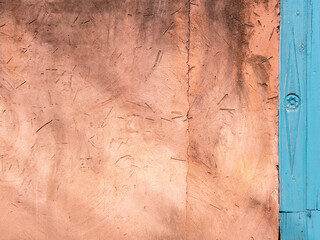 Old Cement Wall with The Retro Green Frame Door